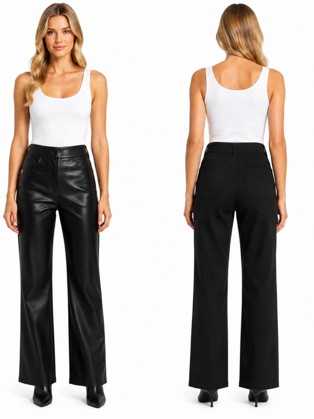 Faux leather wide leg pants - 0619